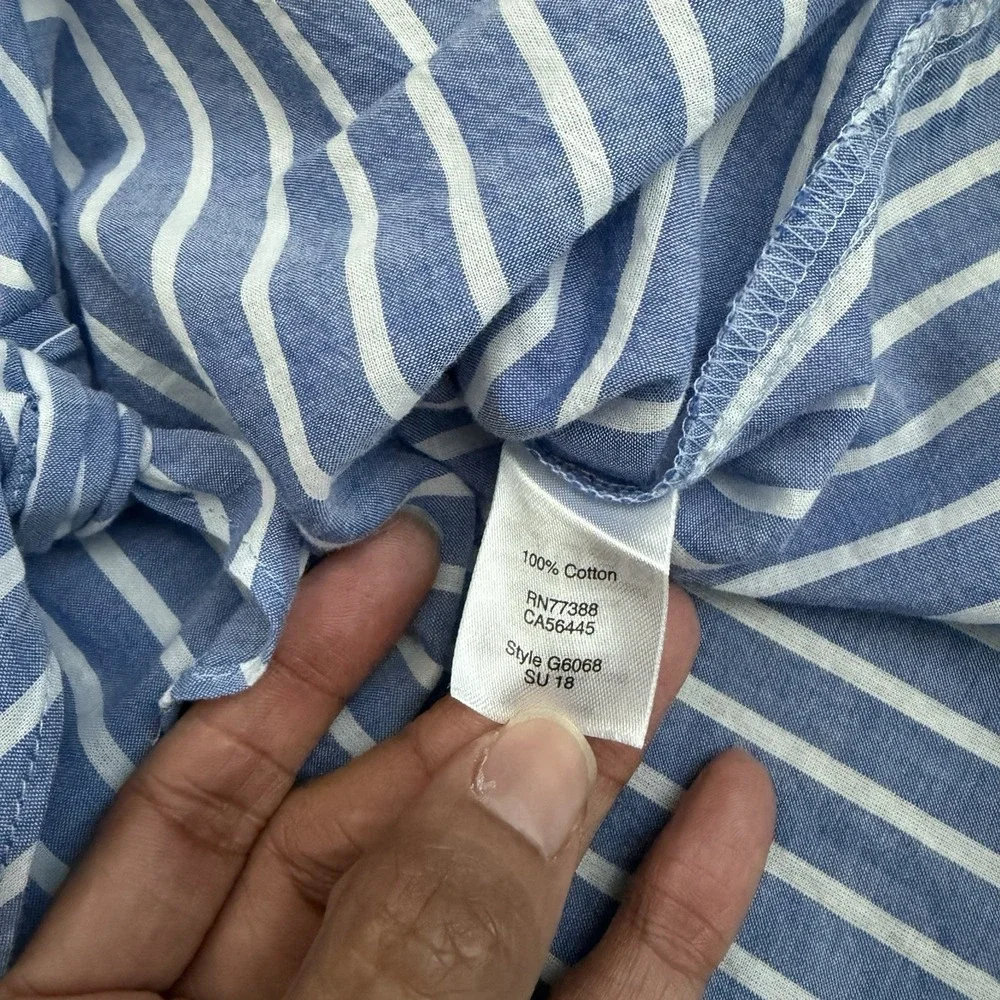 J.Crew Womens Top XS Blue Stripes Tie Hem Blouse Coastal‎ Prep Nautical Boho